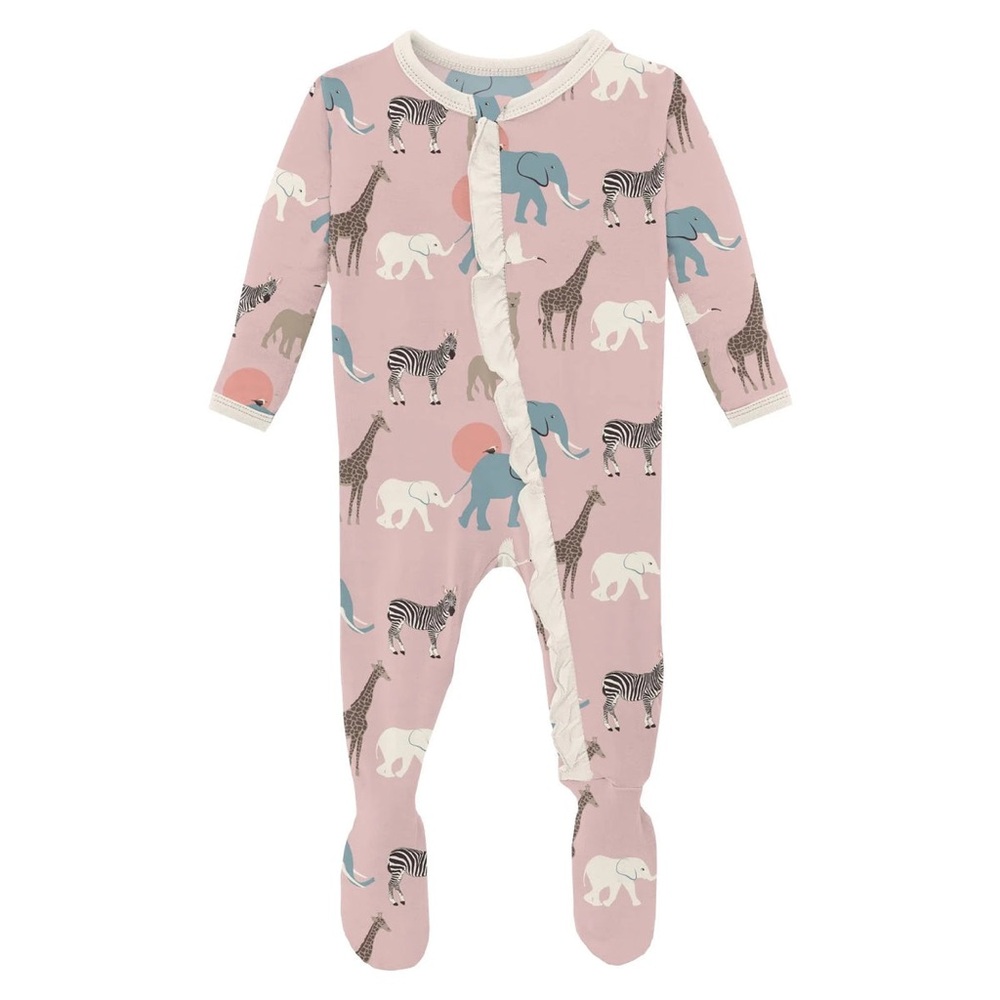 Kickee Pants Pink Safari Print Kids Footie